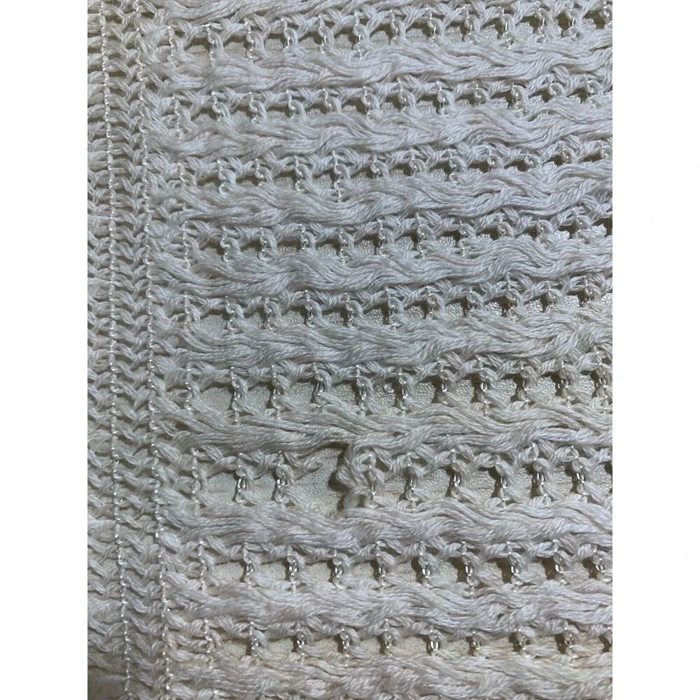 Vintage Handmade Lace & Popcorn Crochet Pale Pink & Champagne 43